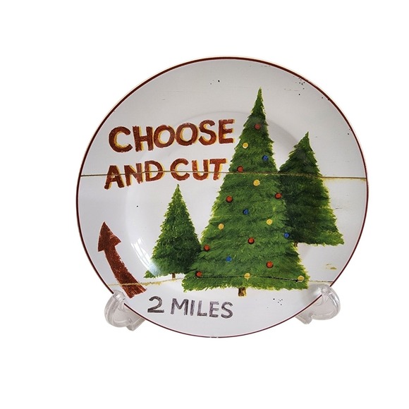 Sakura Other - Sakura SIGNS OF CHRISTMAS Trees Salad Dessert Plate David Carter Brown 8.25"